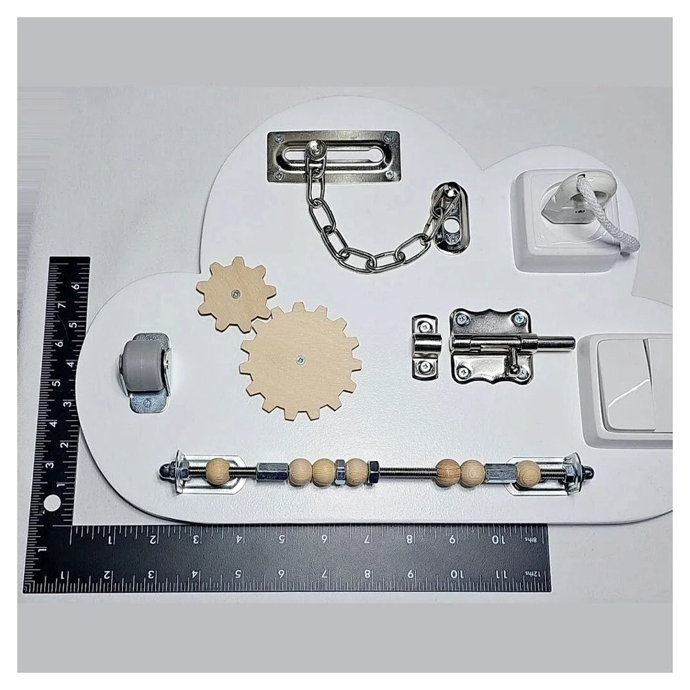 Cloud Wooden Sensory Busy Board Montessori Toddler Activity Latches Gears New